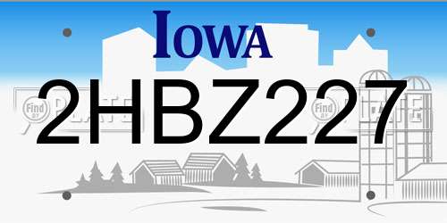 2HBZ227 Iowa License Plate