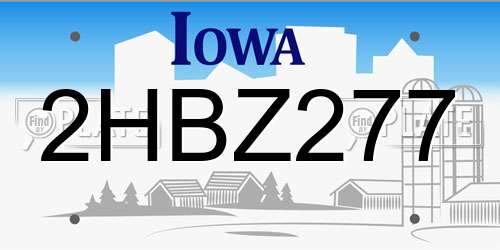 2HBZ277 Iowa License Plate