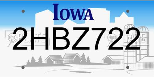 2HBZ722 Iowa License Plate