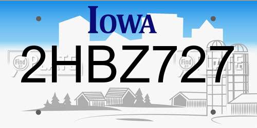 2HBZ727 Iowa License Plate