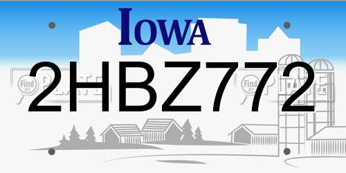 2HBZ772 Iowa License Plate