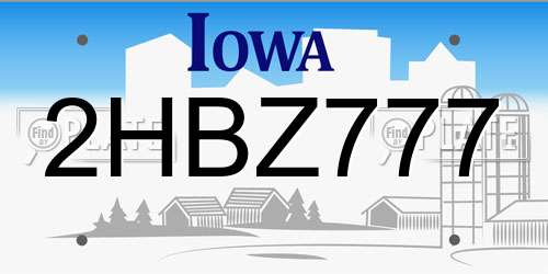 2HBZ777 Iowa License Plate