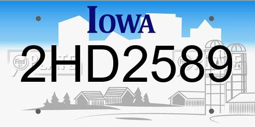 2HD2589 Iowa License Plate