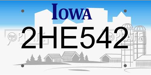 2HE542 Iowa License Plate