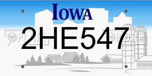 2HE547 Iowa License Plate