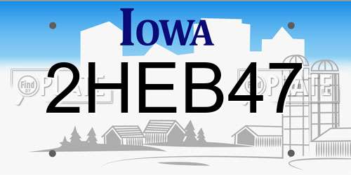 2HEB47 Iowa License Plate