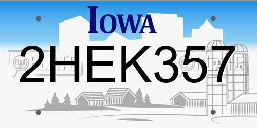 2HEK357 Iowa License Plate