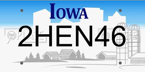 2HEN46 Iowa License Plate
