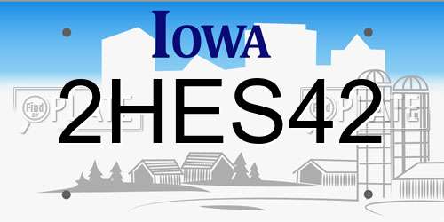 2HES42 Iowa License Plate