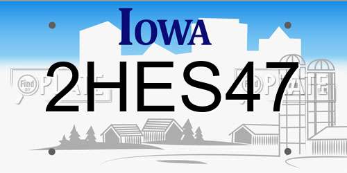 2HES47 Iowa License Plate