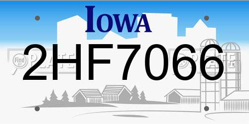 2HF7066 Iowa License Plate