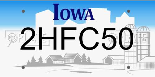 2HFC50 Iowa License Plate