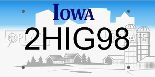 2HIG98 Iowa License Plate