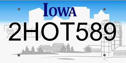 2HOT589 Iowa License Plate