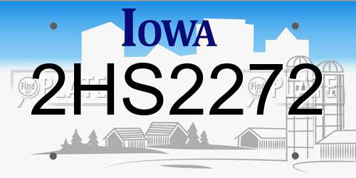 2HS2272 Iowa License Plate