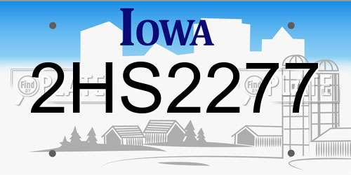 2HS2277 Iowa License Plate