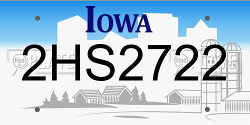 2HS2722 Iowa License Plate