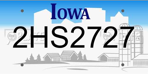 2HS2727 Iowa License Plate
