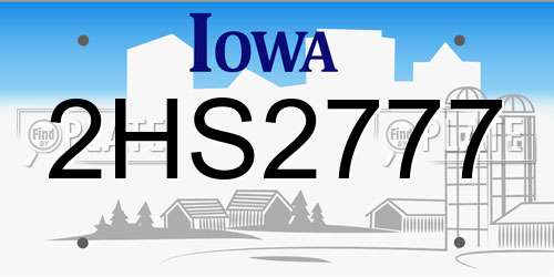 2HS2777 Iowa License Plate