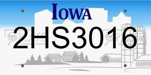 2HS3016 Iowa License Plate