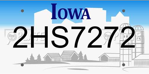 2HS7272 Iowa License Plate