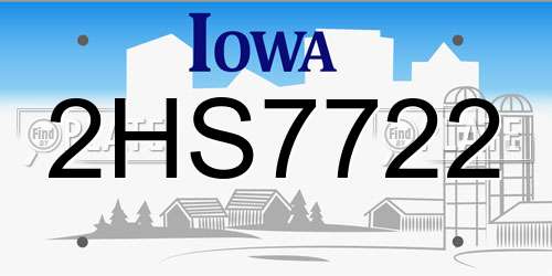 2HS7722 Iowa License Plate