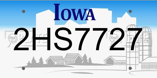 2HS7727 Iowa License Plate