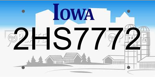 2HS7772 Iowa License Plate