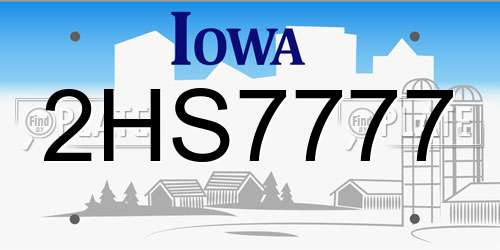 2HS7777 Iowa License Plate