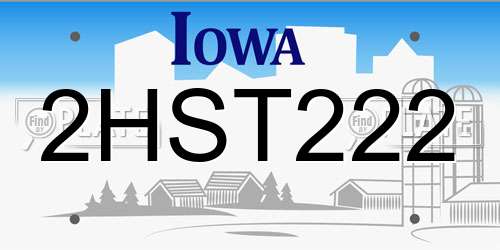 2HST222 Iowa License Plate