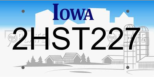 2HST227 Iowa License Plate