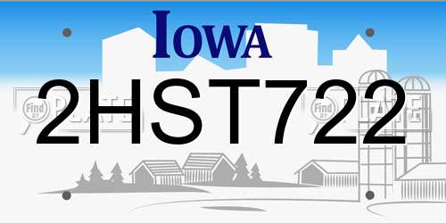 2HST722 Iowa License Plate