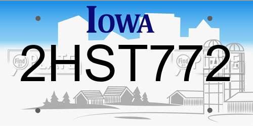 2HST772 Iowa License Plate