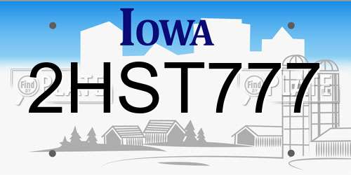 2HST777 Iowa License Plate