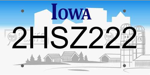 2HSZ222 Iowa License Plate