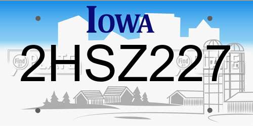 2HSZ227 Iowa License Plate