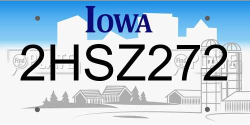 2HSZ272 Iowa License Plate