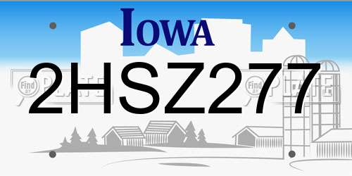2HSZ277 Iowa License Plate