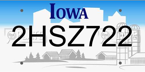 2HSZ722 Iowa License Plate