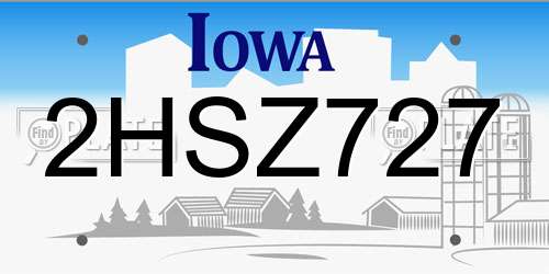 2HSZ727 Iowa License Plate