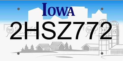 2HSZ772 Iowa License Plate