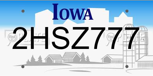 2HSZ777 Iowa License Plate