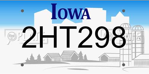 2HT298 Iowa License Plate