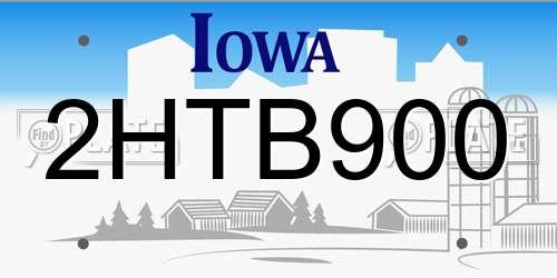 2HTB900 Iowa License Plate