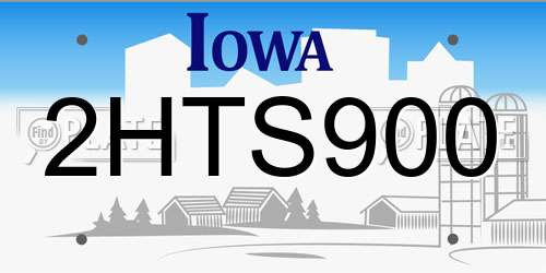 2HTS900 Iowa License Plate
