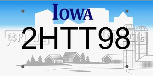 2HTT98 Iowa License Plate