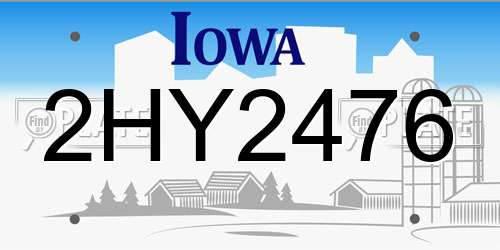 2HY2476 Iowa License Plate