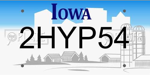 2HYP54 Iowa License Plate