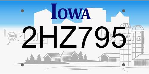 2HZ795 Iowa License Plate