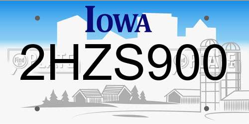 2HZS900 Iowa License Plate
